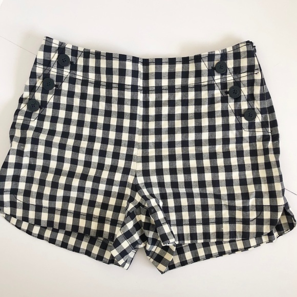 LOFT Pants - LOFT Nautical High Waist Button Checkered Shorts